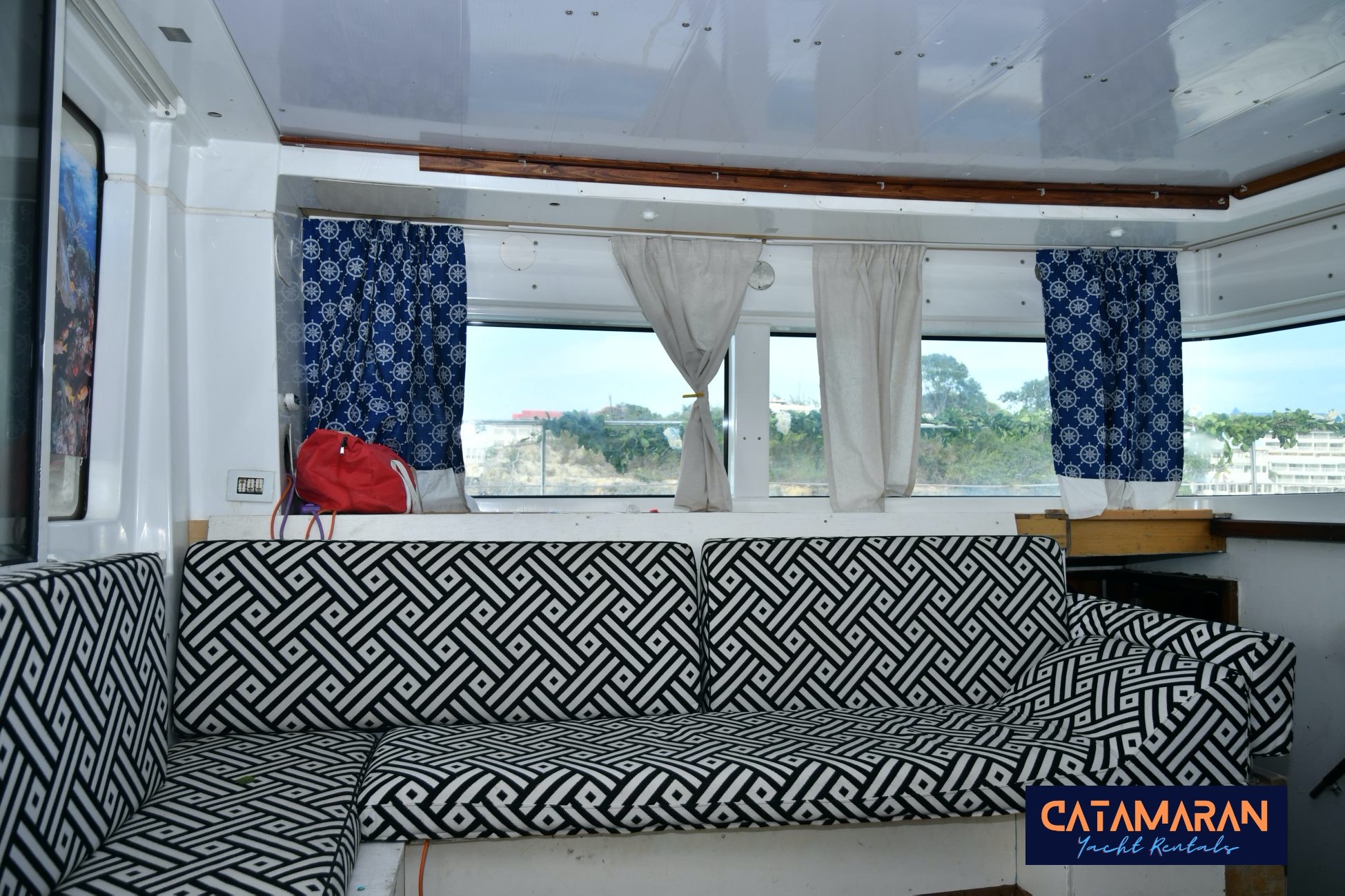 lounge inside the sosua catamaran