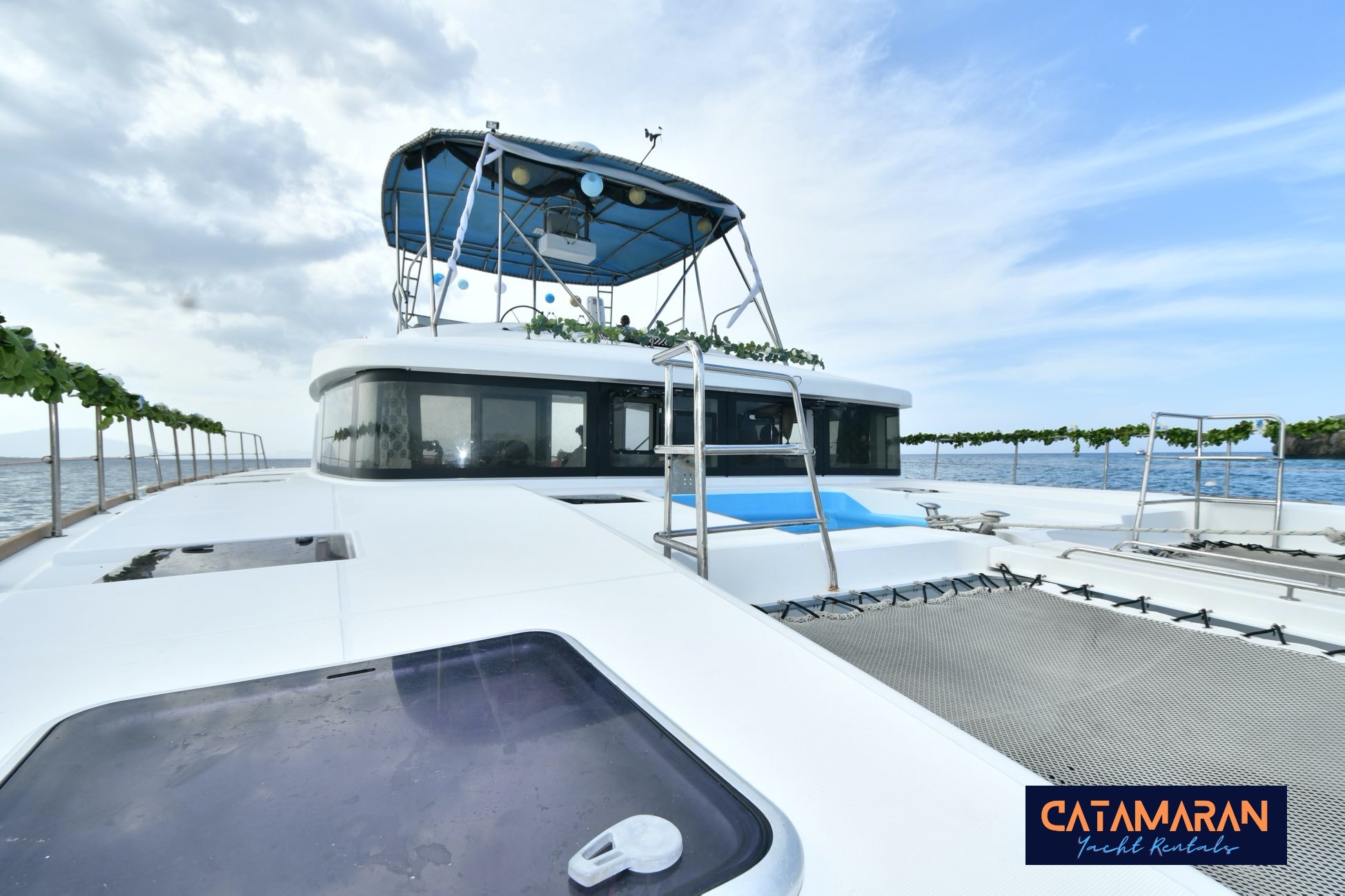 The aft section of the catamaran