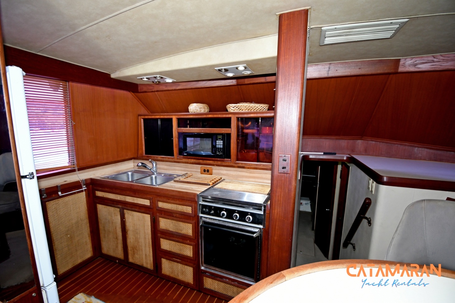 View of the beautiful kitchen of the boat in sosua