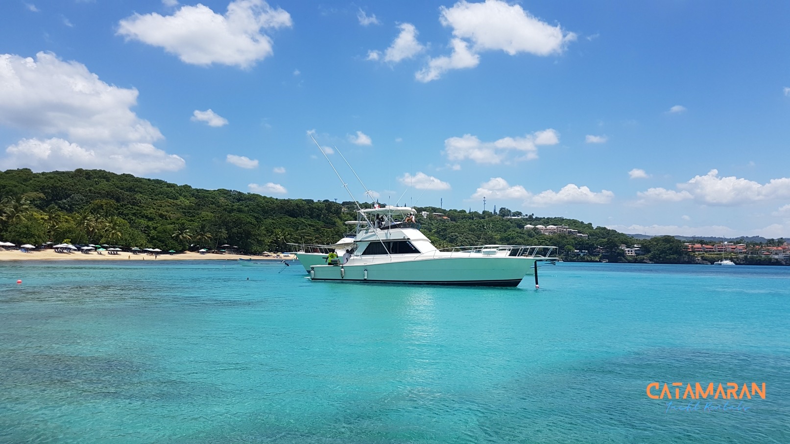 View of the yacht in Sosua beach.