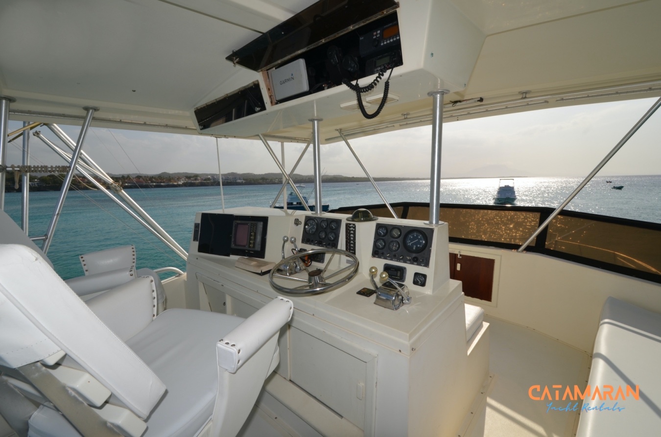 The flybridge console of the Sosua yacht